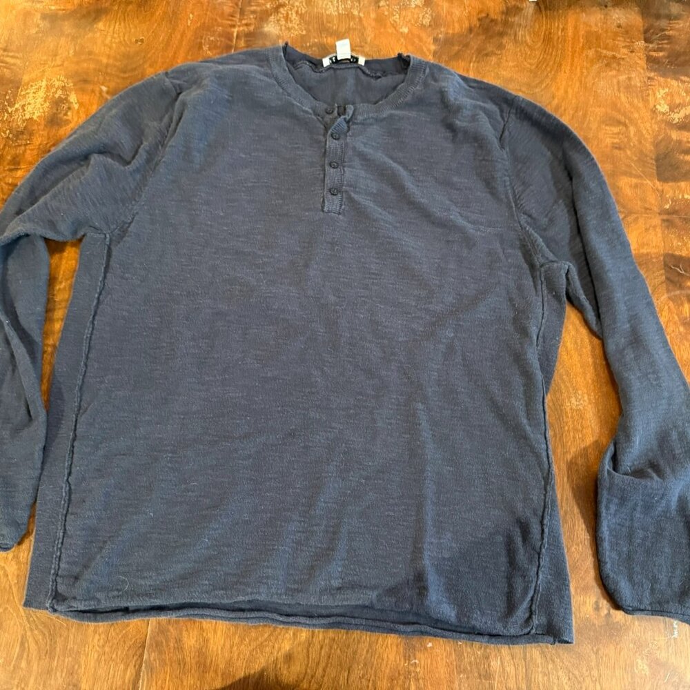 And Now This XL Navy Blue Knit Henley Button Sweater 100% Cotton Pullover Men’s